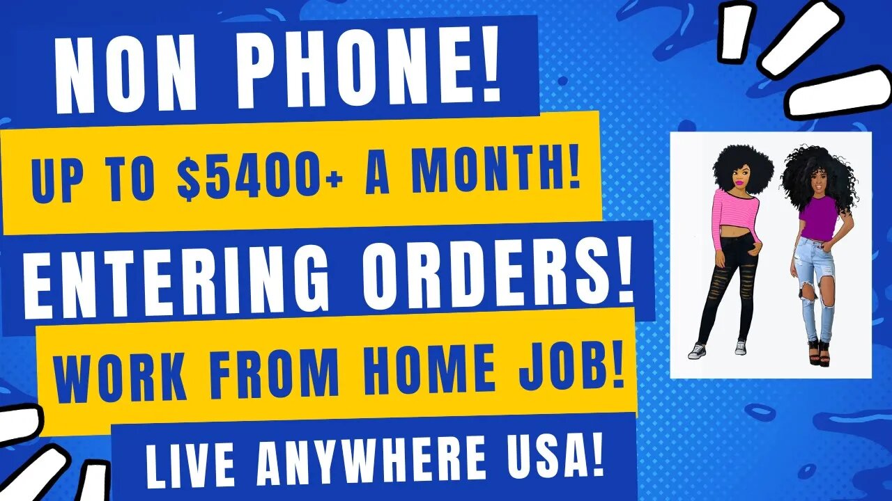 Non Phone Work From Home Job Entering Orders Up To $5400 A Month Live Anywhere USA #wfh #wfhjobs