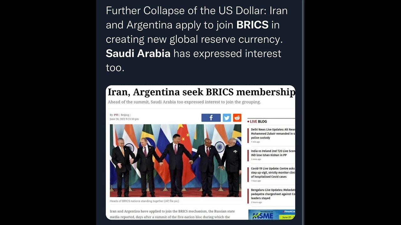 Iran and Argentina joins BRICS, Saudi Arabia has expressed interest too.