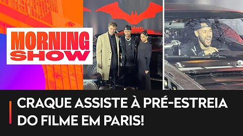 Neymar encontra elenco de 'The Batman' e pilota batmóvel