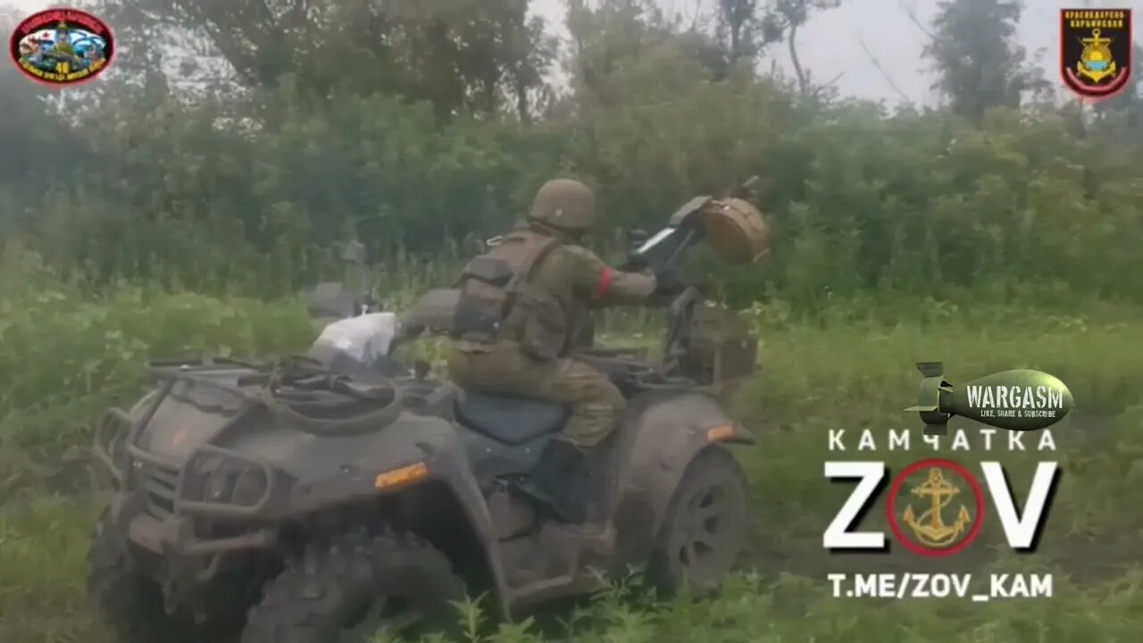 Automatic grenade launcher mounted on Russian quad bike