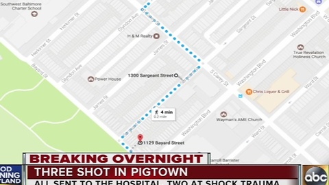 3 people shot in Pigtown