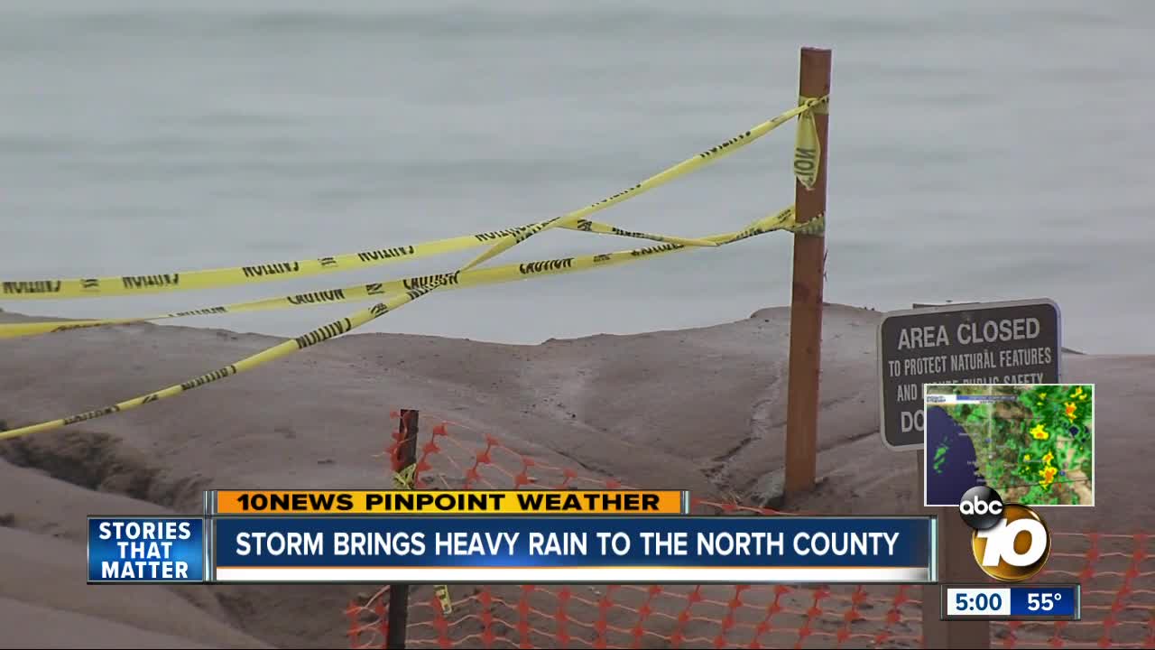 Storm brings heavy rain to North County