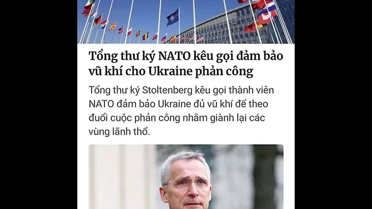 "QUỐC TẾ" - "TỔNG THƯ KÝ NATO KÊU GỌI ĐẢM BẢO VŨ KHÍ CHO UKRAINE PHẢN CÔNG" #shorts