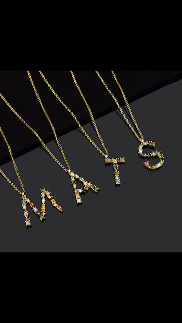 Sterling Silver Gold Letter Pendant Initial Alphabet Necklace Jewelry