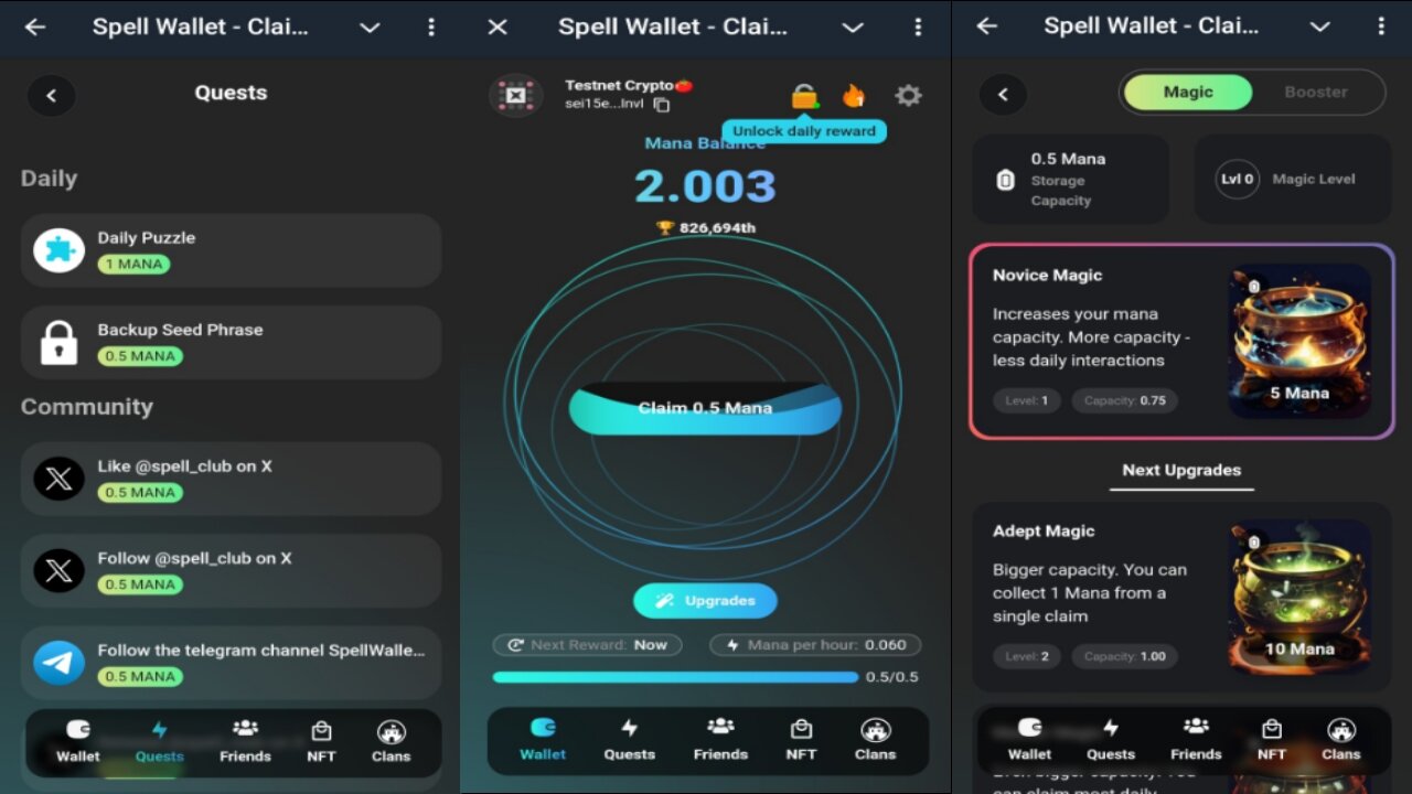 Spell Wallet - Claim Mana | Level Up Your Character And Earn More | New Telegram Crypto Mining Bot