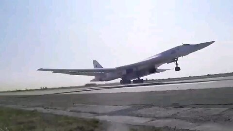 2 Tupolev Tu-160 strategic bombers escorted by Sukhoi Su-35s and accompanied by a Beriev A-50 AWACS