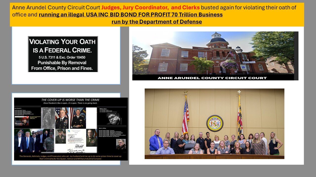 Anne Arundel County Circuit Court Judges, Jury Coordinator, and Clerks busted again for violating...