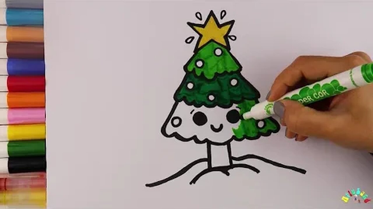 Drawing and Coloring Christmas Tree, Socks, and Santa Clause for Kids & Toddlers #1 | Ariu Land