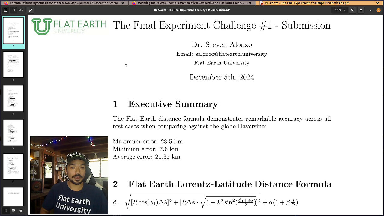 (The Final Experiment) Challenge #1 Submission - Flat Earth Lorentz-Latitude Distance Formula