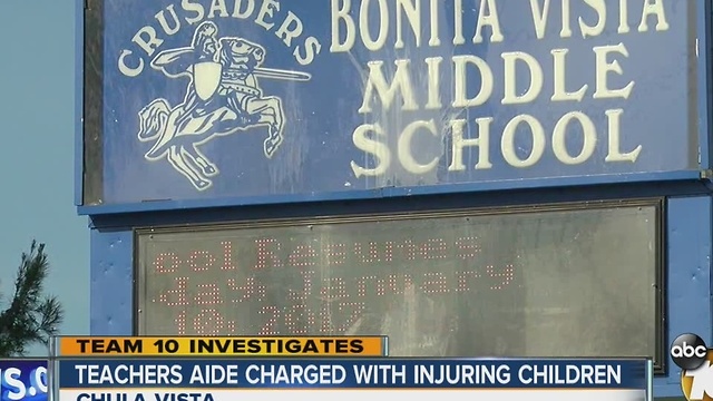 Teachers aide charged with injuring children