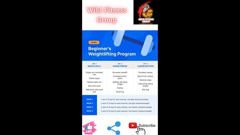 🔥Beginner's weightlifting program🔥#fitness🔥#wildfitnessgroup🔥#shorts🔥