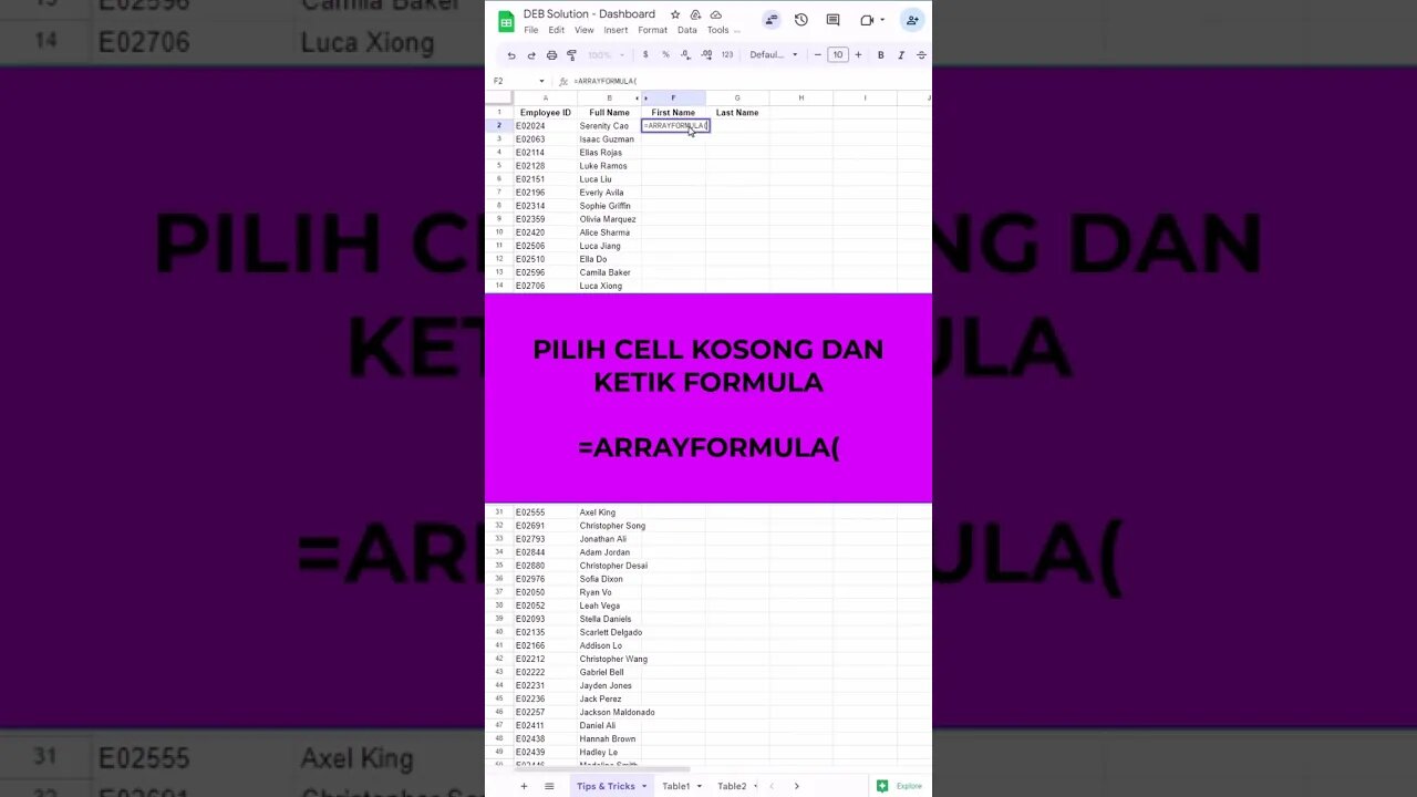 Memisahkan Text - Google Sheets Tips & Tricks #belajaronline #edukasi #googlesheets