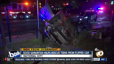 Good Samaritan helps teens after rollover crash