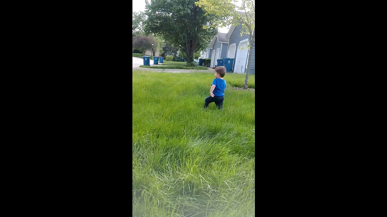 Walking through the neighbors grass