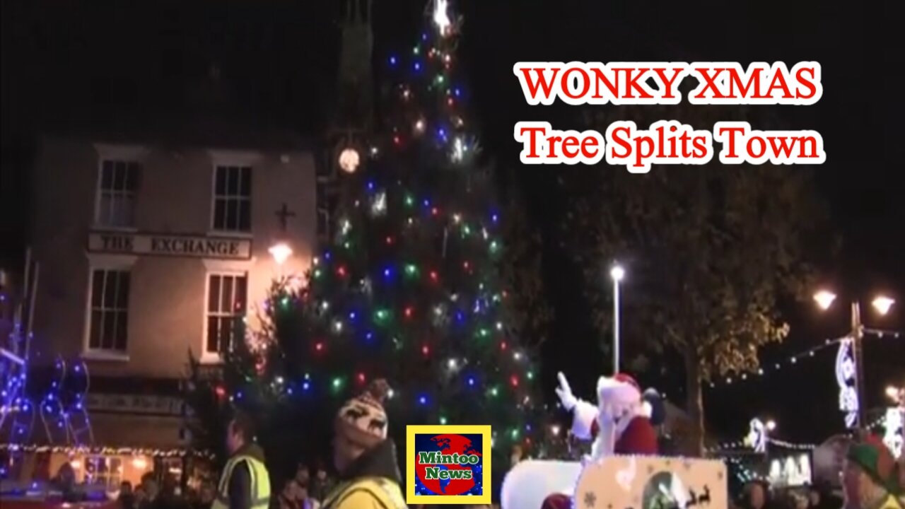 Cambridgeshire town split over 'wonky' Christmas tree