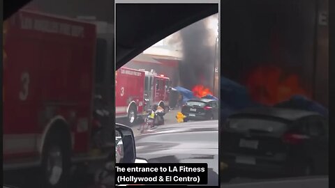 Los Angeles: Encampment fire just off Hollywood Blvd (walk of fame)...