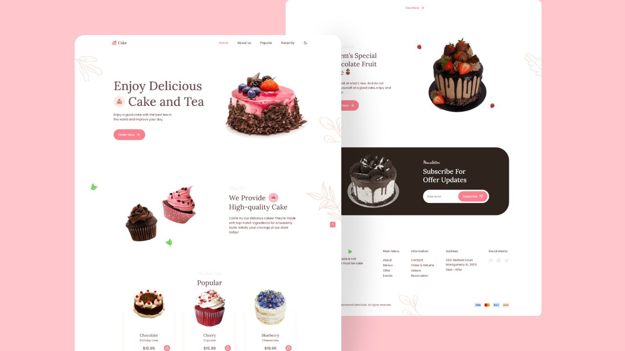 Responsive Cake Shop Website Design || HTML, CSS & JS