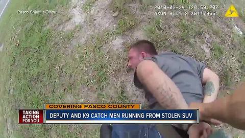 Pasco Co. deputy and K9 chase down stolen vehicle suspects