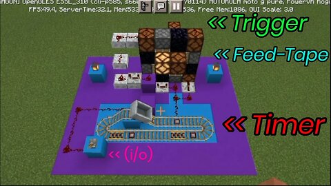 Rail Based Redstone Timer + Sequential Tape-Feed Trigger