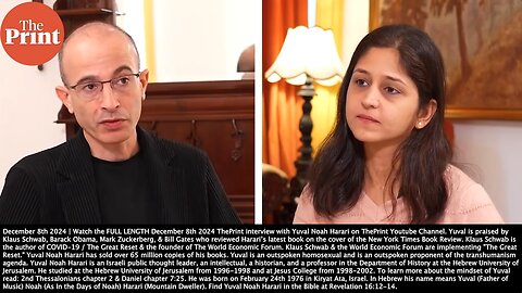 Yuval Noah Harari | "We Have Created Something That Can Take Power Away. We Are Losing Control of the World to Something Else. Once You Have Fully Autonomous (AI) Weapons, All of the Weapons Are Obsolete." - 12/8