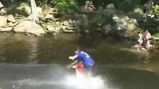 Friends have fun on natural 'water park'