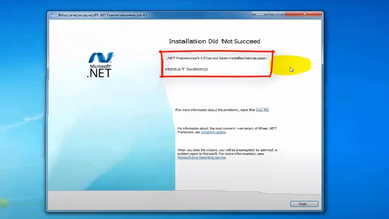 Fix .net framework error HRESULT 0xc8000222