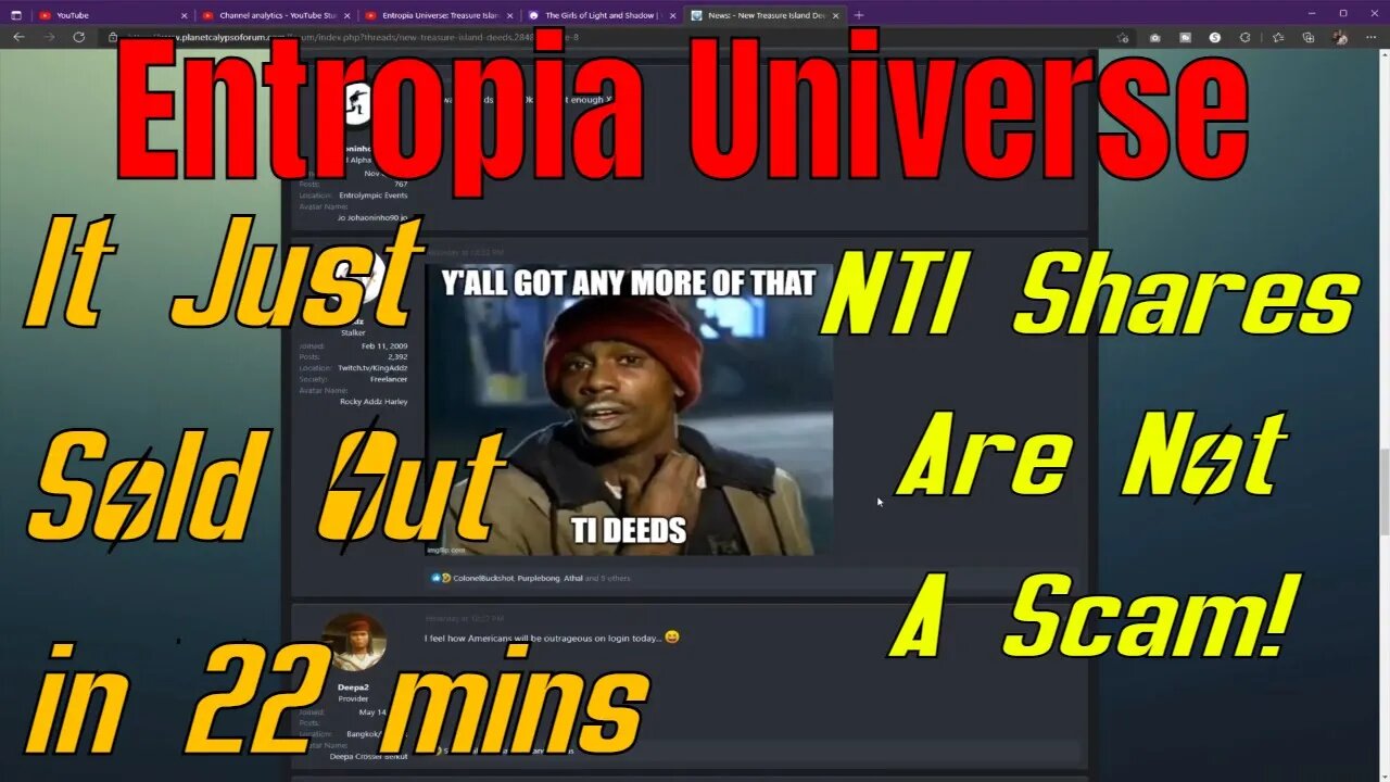 Entropia Universe NTI Shares Sold Out So Many People Angry At Capitalism And Alarm Clocks LOL