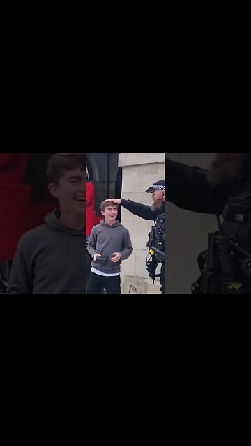 Armed police officer parts tourist on the head #horseguardsparade
