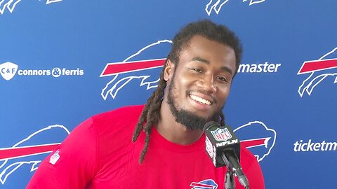 Buffalo Bills running back James Cook speaks on day two of training camp