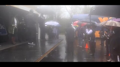 Georgia Democrat Warnock pathetic rally in the rain!!