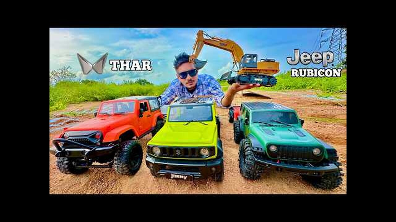 RC Thar With Trailer Vs RC Jimny With Trailer Offroading test - Chatpat toy TV