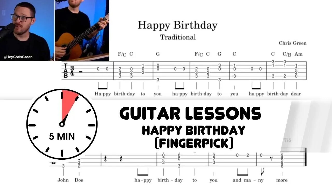 How to Play “Happy Birthday” (Fingerpick) 5 Minute Guitar Lesson! (LIVE Stream Recap)