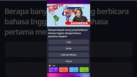 Jumlah org yg pake bahasa Inggris sebagai bahasa pertama | Quizzland level 8 #part6