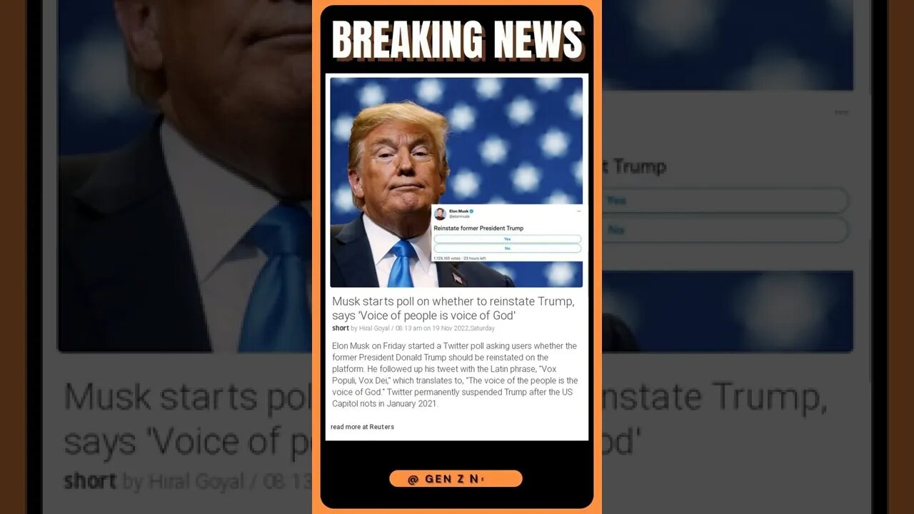 Musk starts poll on whether to reinstate Trump, says 'Voice of people is voice of God'