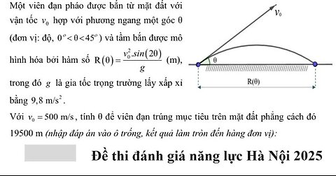 Đánh giá năng lực Hà Nội 2025: Một viên đạn pháo được bắn từ mặt đất với vận tốc vo hợp với phương