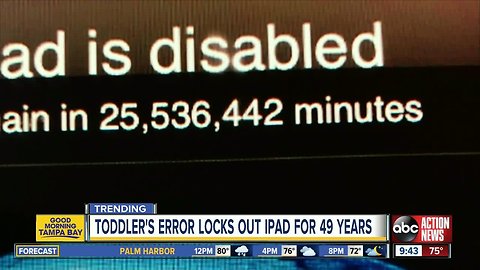 3-year-old locks dad's iPad until 2067 after repeatedly entering wrong password