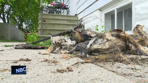 Red Cross helping two people after fire in Sheboygan