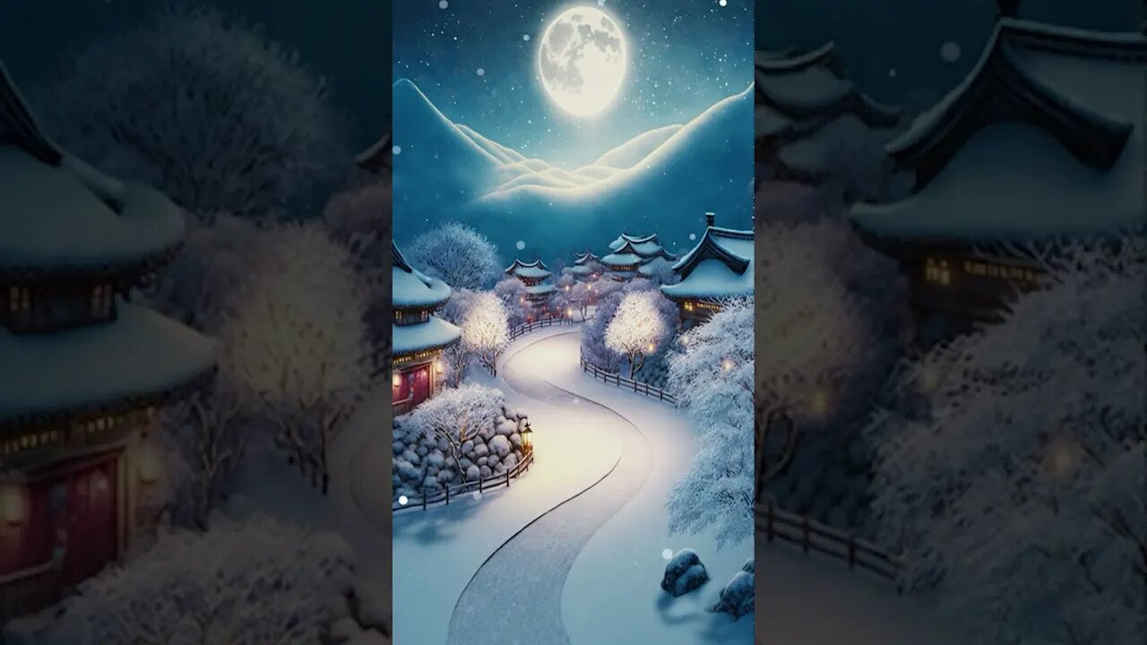 Christmas Holidays #winter #landscape #snowfall #moon