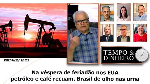 Na véspera de feriadão nos EUA, petróleo e café recuam. Brasil de olho nas urna