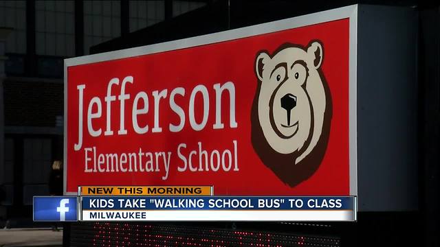 Kids in Milwaukee take "walking school bus" to class