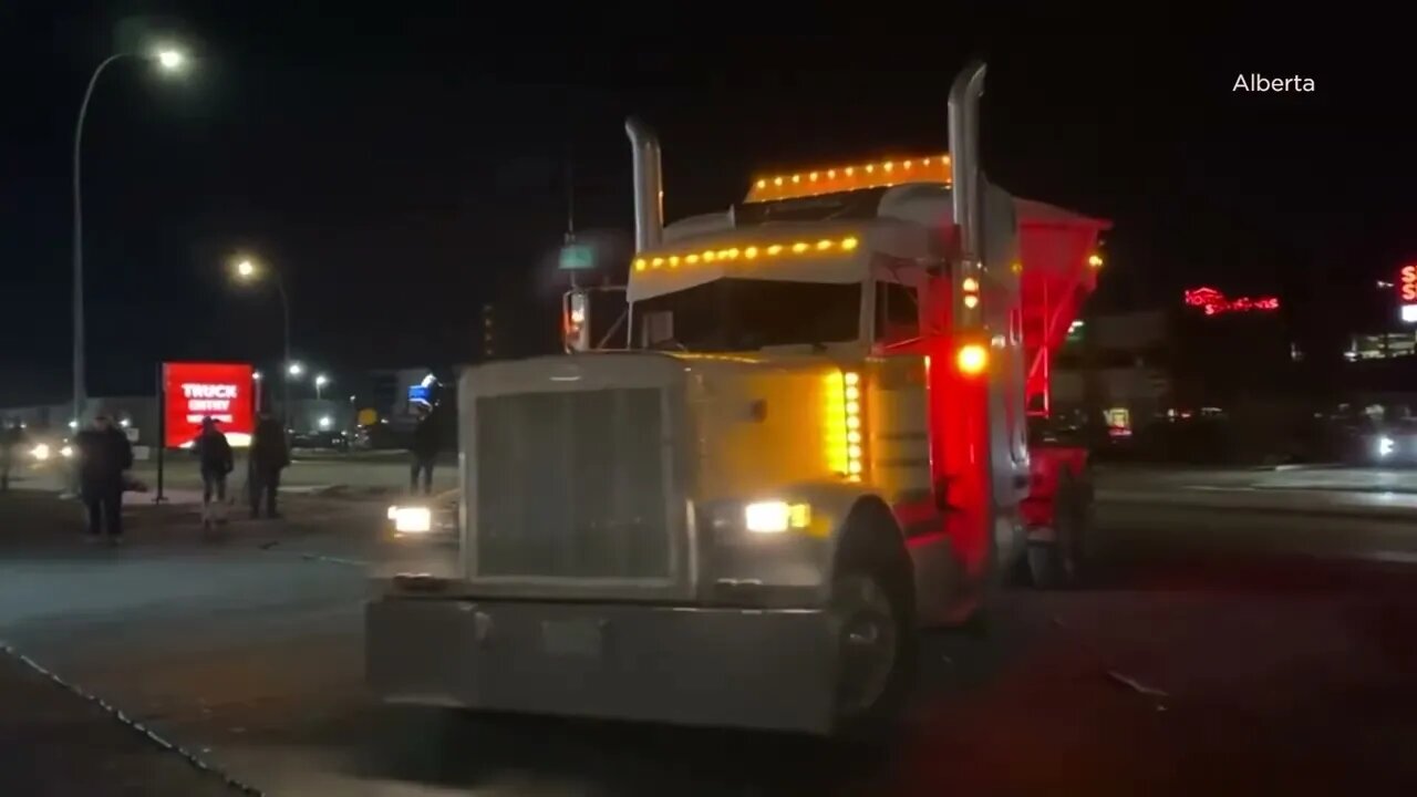 Truckers In Alberta Canada Protesting Restrictions