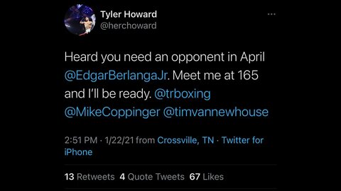 19-0 Tyler Howard Calls Out Edgar Berlanga On Twitter, Berlanga Responds