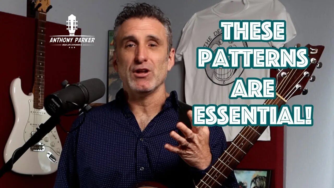 The 4 most important Guitar strum patterns in Rock & Roll (Guitar Lesson with chord charts)