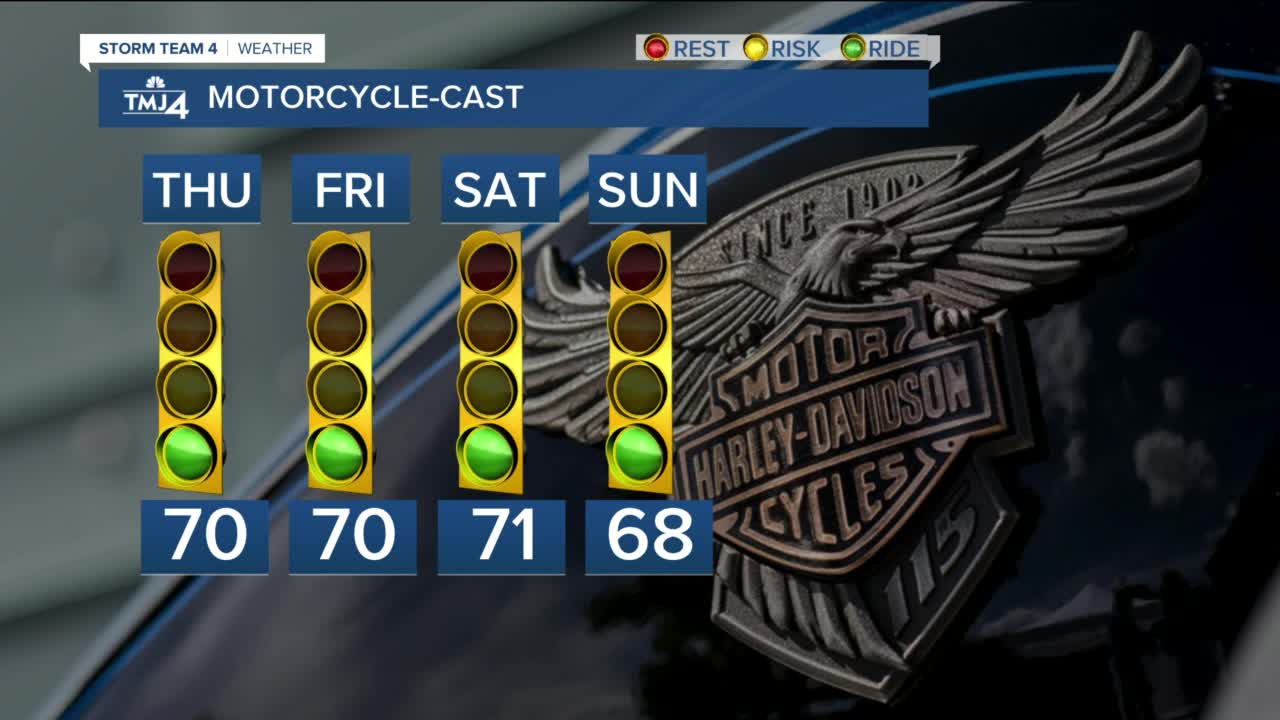 Thursday is sunny with highs in the upper 60s