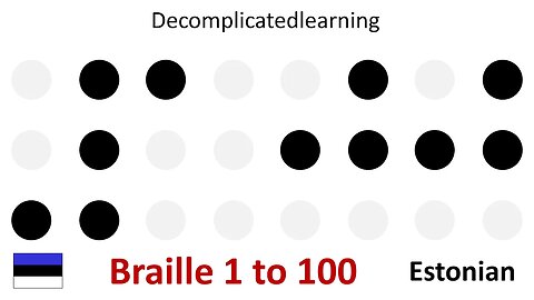 Braille counting numbers 1 - 100 in Estonian .