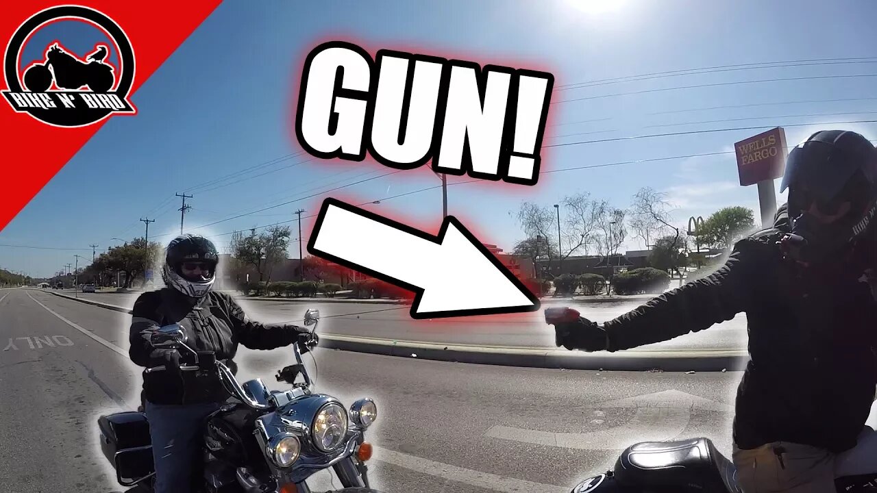 BIKER PULLS GUN AT STOP LIGHT!!!! RIP ALMOST DIED!!!