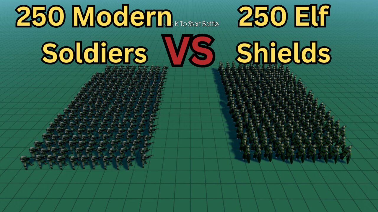 250 Modern Soldiers Versus 250 Elf Shields || Ultimate Epic Battle Simulator