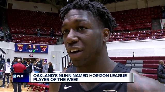 Oakland's Kendrick Nunn named Horizon League Player of the Week after 38-point performance