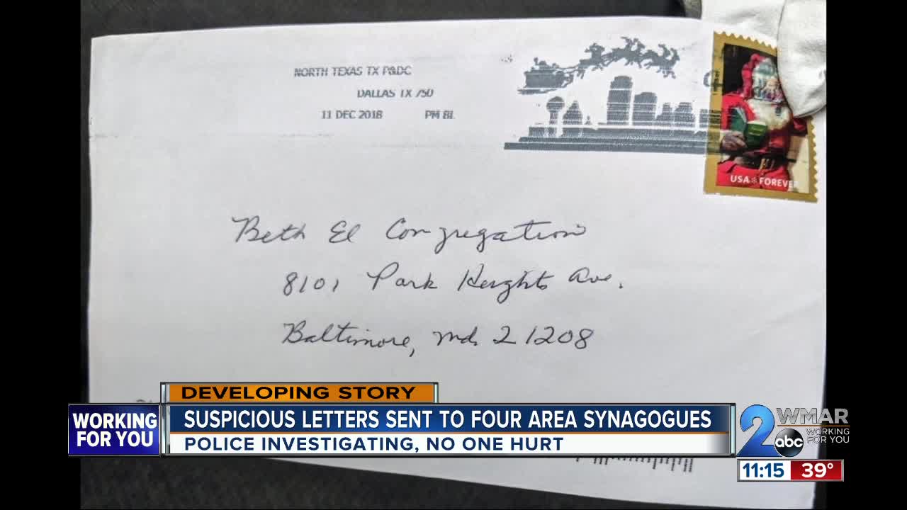 Suspicious packages reported at 4 synagogues in Baltimore City and County