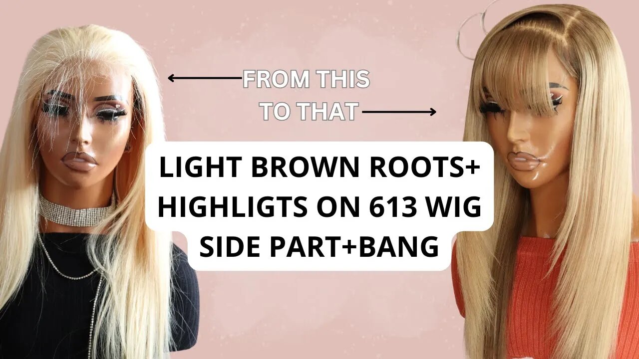 613 WIG WITH ROOTS+LIGHT BROWN HIGHLIGHTS| SIDE PART+BANGS| NETTIESHAIRTIQUE